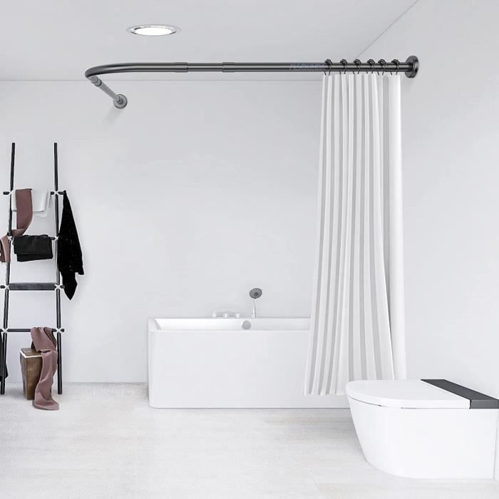 Tringle à rideau de douche courbé en extensible, barre de douche dangle en  forme de l, pour salle de bain, magasin de vêtemen[A369] - Cdiscount Maison