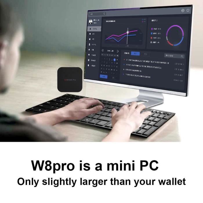 Top achat Ordinateur de bureau W8 PRO Portable Mini PC Quad-Core Mini ordinateur hôte 4 Go + 64 Go 100-240 V Intel Z8350 (UE 100-240 V)-CER pas cher