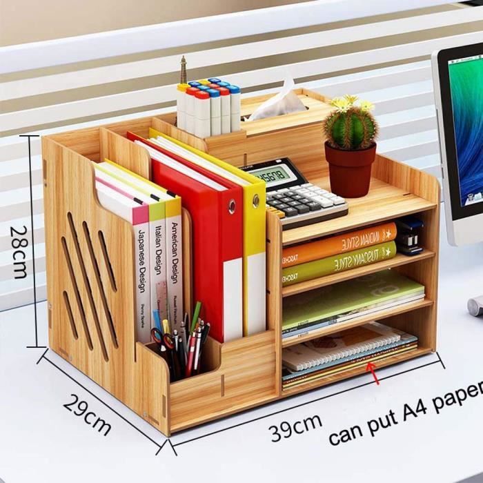 Ecent Organisateur Rangement de bureau Multi-fonctionnels en bois