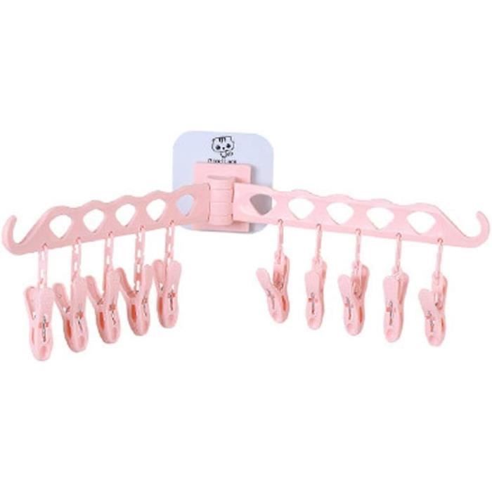 Séchoir à Chaussettes Pliable Avec 20 Pinces - Cintre Rotatif Anti-dérapant - Pour Linge, Sous-vêtements, Serviettes - Idéal Voyage, Camping, Intérieur