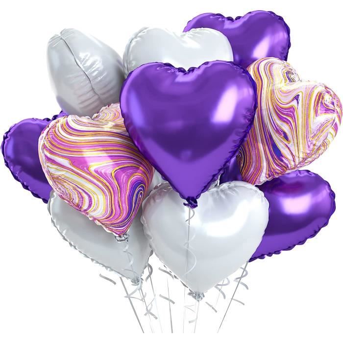 10 Pièces Violet Amour Ballons, Violet Coeur Ballons Hélium De La 18 Pouces  Déjouer Agate Hélium Ballons En Coeur Ballons De [q3865] - Cdiscount Maison