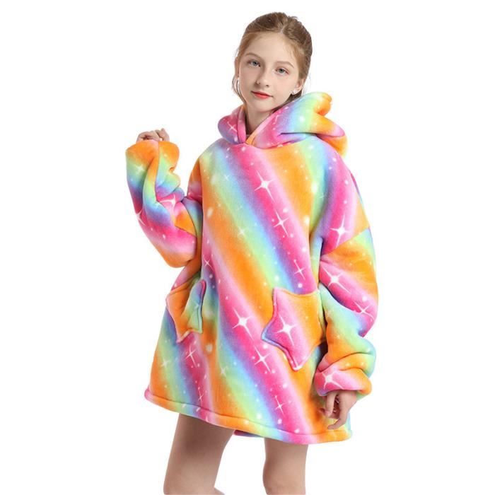 Sweat plaid enfant 4 14 Ans Plaid pull Flanelle Sherpa avec Poche Confortable lavable arc en ciel Violet Cdiscount Puericulture Eveil bebe