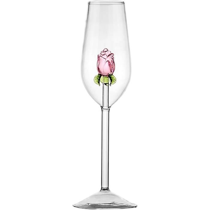 Verre À Vin Rose Avec Rose À L'Intérieur - Verres À Cocktail En Cristal -  Flûtes À Champagne - Verre À Vin Rouge Pour Mariage[H394] - Cdiscount Maison