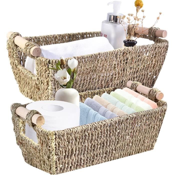 Panier De Rangement Tissé En Rotin Naturel Povxlum - 15x15cm - Idéal Décoration Intérieur Extérieur Et Mariage