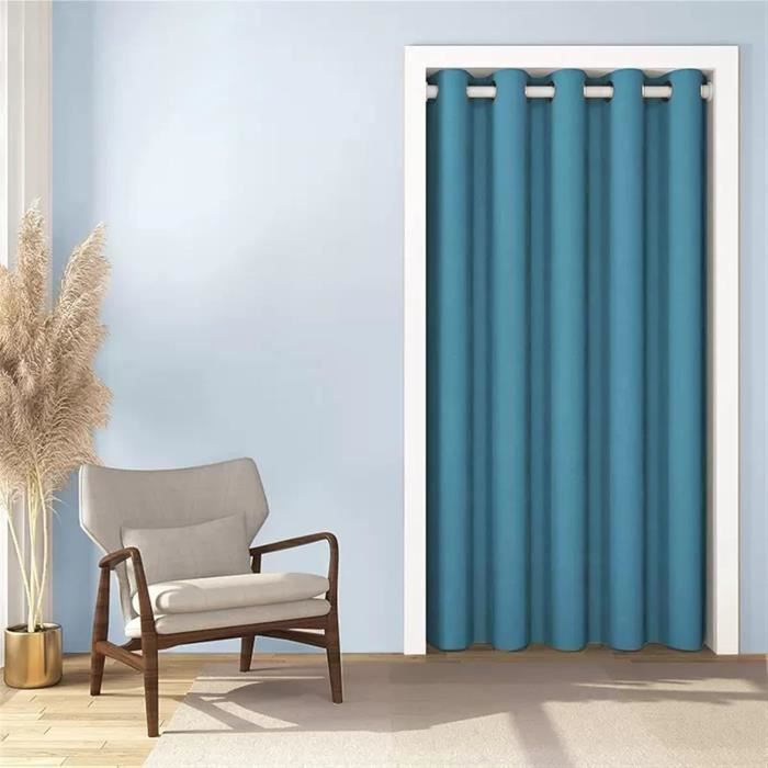 Rideaux Occultant Velours Lot De 2, 132x213cm, Rideaux Salon Damas Floral Thermique Isolant Anti Chaud, Moderne Chambre, Bleu - Maison