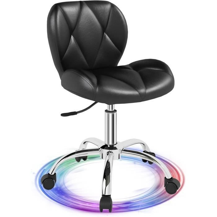Fauteuil de bureau, chaise pivotante à roulettes avec pieds dorés, velours, hauteur réglable, pour salon, bureau, rose | Leroy Merlin