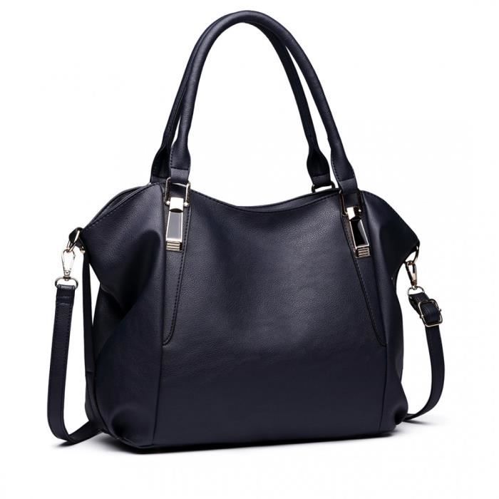 Sac à main femme - Classique - 33x12x30 cm - Cuir PU imperméable - Bleu élégant