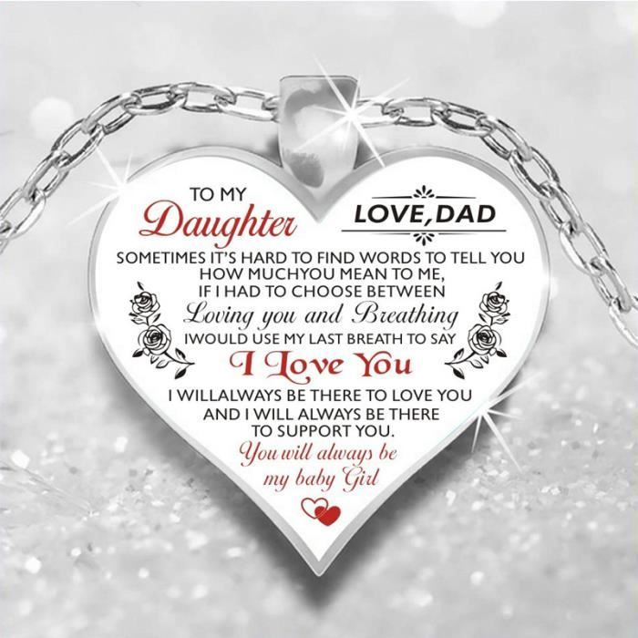 A Ma Fille Amour Coeur Pendentif Colliers Cadeaux De Famille Pour Ma Fille De L Amour Papa Blanc Achat Vente Sautoir Et Collier A Ma Fille Amour Coeur Pend Argent Blanc