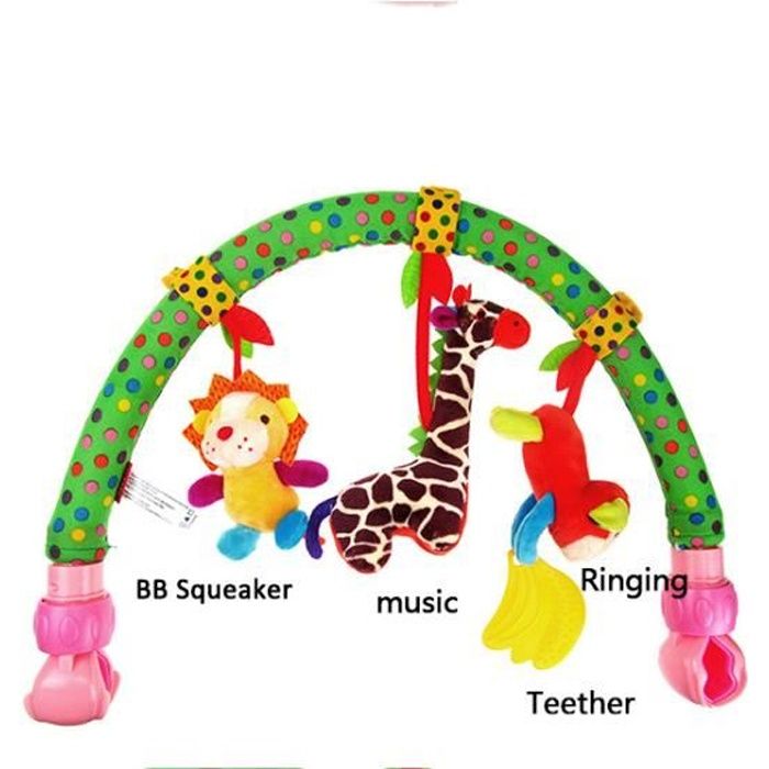 carillons éoliens Arche d'activité pour bébé pendentif de siège de landau détachable poussette Coloré cloche suspendue coloré pour lit de bébé clip de lit 