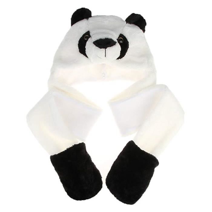 Enfant Chapeu Panda en Peluche écharpe Gant Chapeau Bonnet Capuche Écharpe Gants Casquette Chapeau Animal pour Adulte Enfant