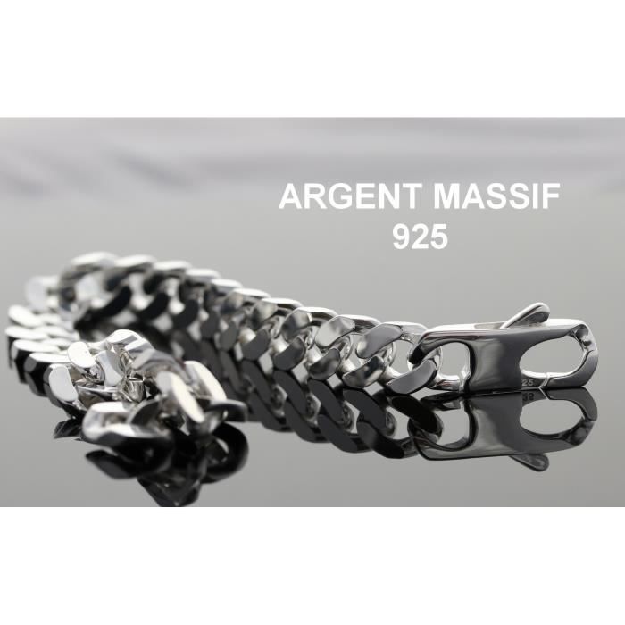 Bracelet Gourmette 21cm pour homme en vrai argent 925 massif large de 8mm neuve