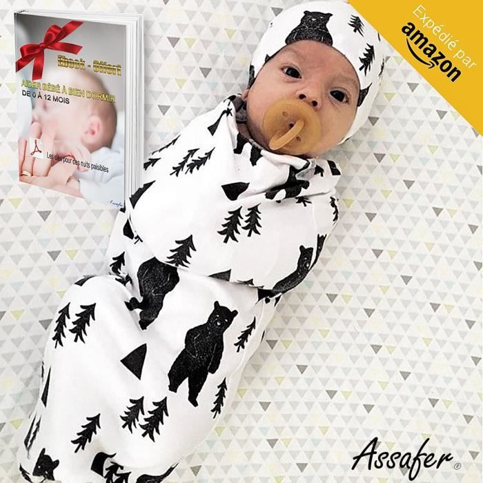 SaponinTree Lot de 3 couvertures d'emmaillotage pour Nouveau-né et Nourrisson 100 % Coton Respirant réglables couvertures d'emmaillotage pour bébé Unisexe de 0 à 6 Mois 