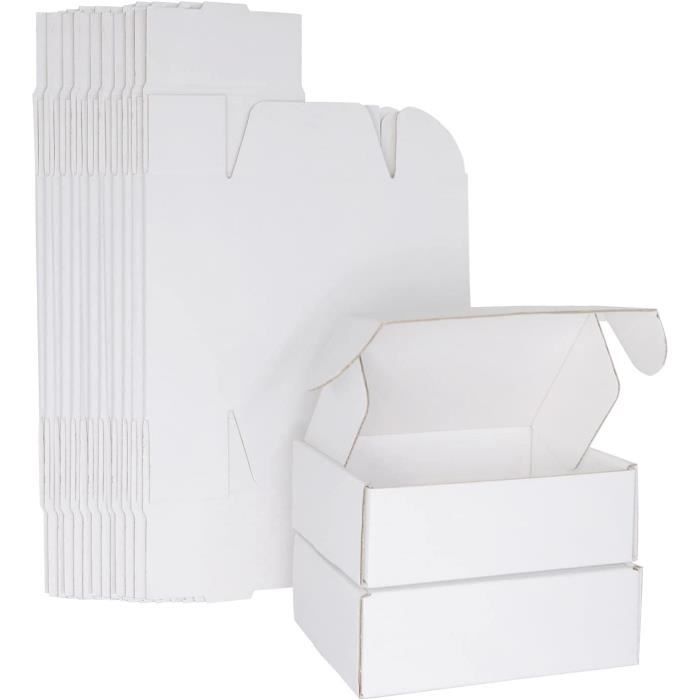 Lot De 25 Boîtes En Carton Ondulé 10x10x10 Cm - Kraft Blanc - Pour Expédition, Emballage Et Stockage