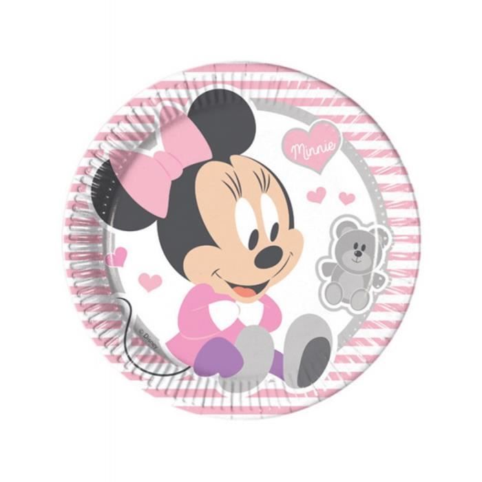 Assiettes En Papier Minnie Mouse - Lot De 8, Diamètre 23cm, Certifié FSC - Pour Fête D'enfants