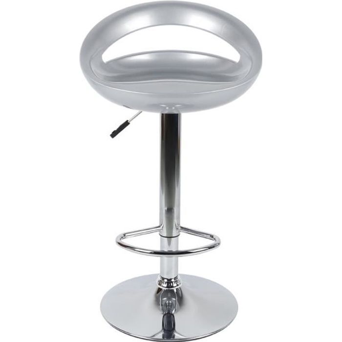Tabourets de bar - Soarroc - ABS Gris argent - Lot de 2 - L 43 x P 43 cm - Réglable en hauteur