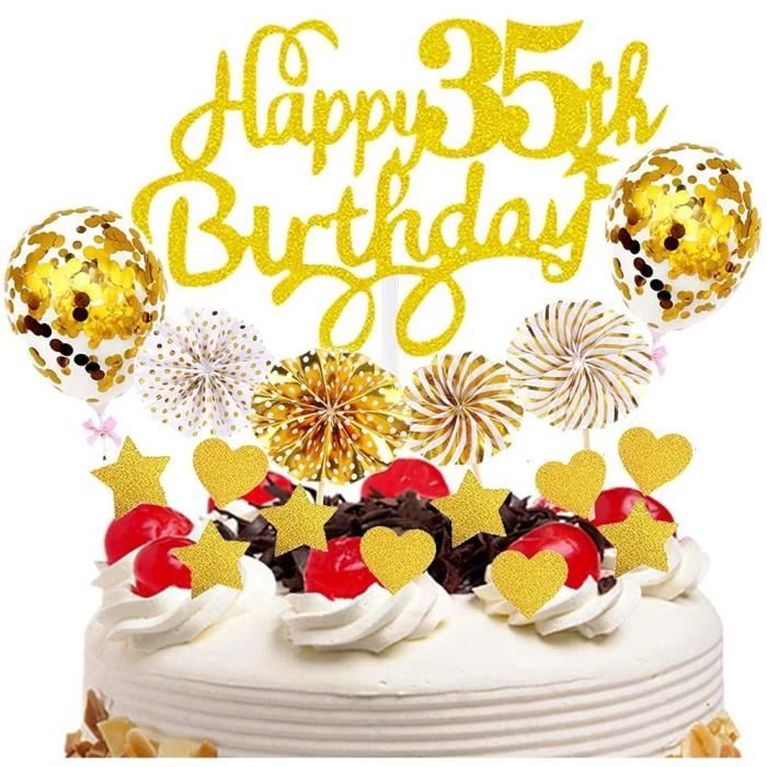 Gateau Toppers Anniversaire 35 Ans Femme Cake Topper Happy 35th Birthday Gateau Ballons Confettis Decoration De Gateau A Pa 296 Cdiscount Maison