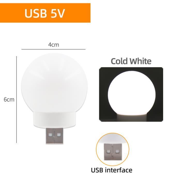 Lampe LED ronde avec prise USB, chargeur pour ordinateur portable