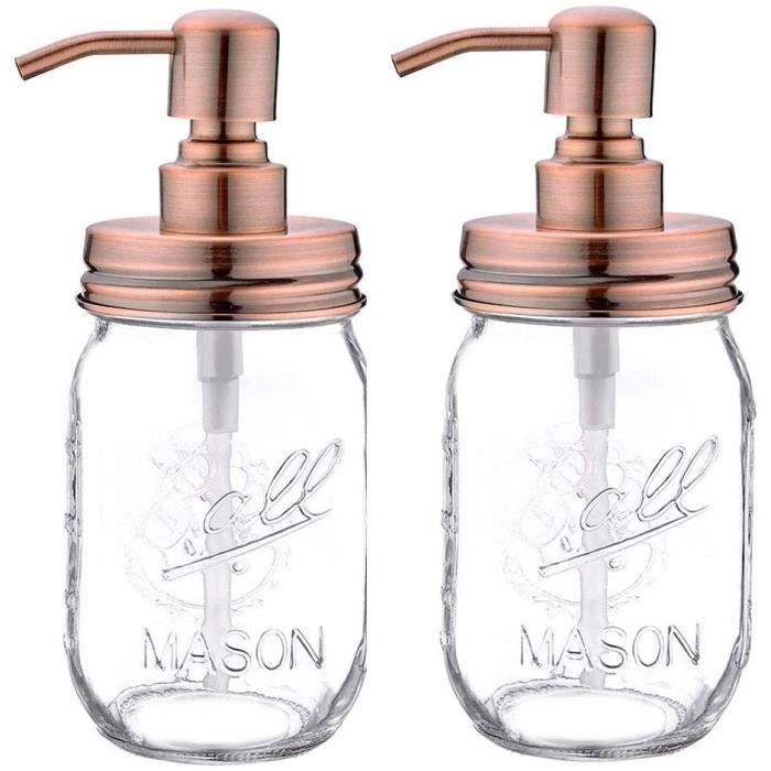 Komashr Mason Jar Lot De 4 Accessoires De Salle De Bain – Bocaux Non Inclus – Distributeur De Savon Moussant, Porte-brosse à Dents Et Couvercles De Bocaux De Rangement D'apothicaire – Décoration