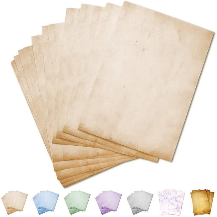 Set De Papeterie Vintage | 20 Feuilles Lettre + 6 Enveloppes Kraft | Style Rétro Pour Mariage, Anniversaire, DIY