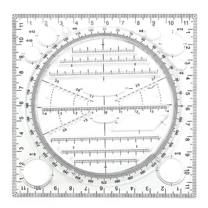 Regle - equerre,Règle de dessin multifonction,dessin polyvalent,courbe ...