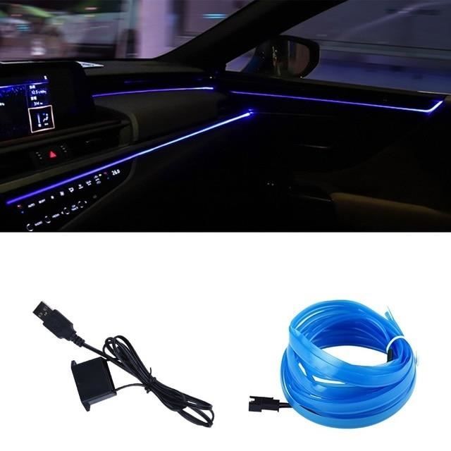 Clé USB - 3m - Bleu - Lampe D'intérieur De Voiture Flexible Et