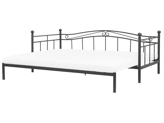 Lit Gigogne 90x200 Cm, Canapé-lit, Rangement Intégré, LED, USB, 3 Tiroirs, Métal Noir - Lit gigogne