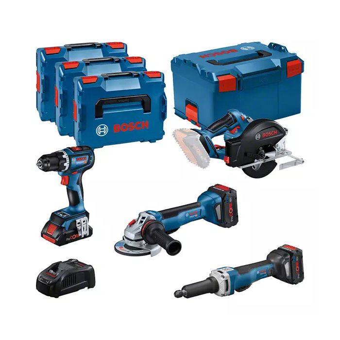 KIT 4 Outils GSRGWSGKMGGS BOSCH avec 1 x ProCore 18V 4.0Ah + 2 x ProCore 18V 5.5Ah chargeur BOXX 0615990N3A