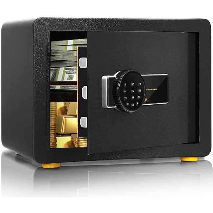 Coffre-fort Électronique 22 Litres - Avec Affichage LED Et Étages Amovibles - Sécurité Renforcée Mot De Passe + Clé - Pour Argent, Documents