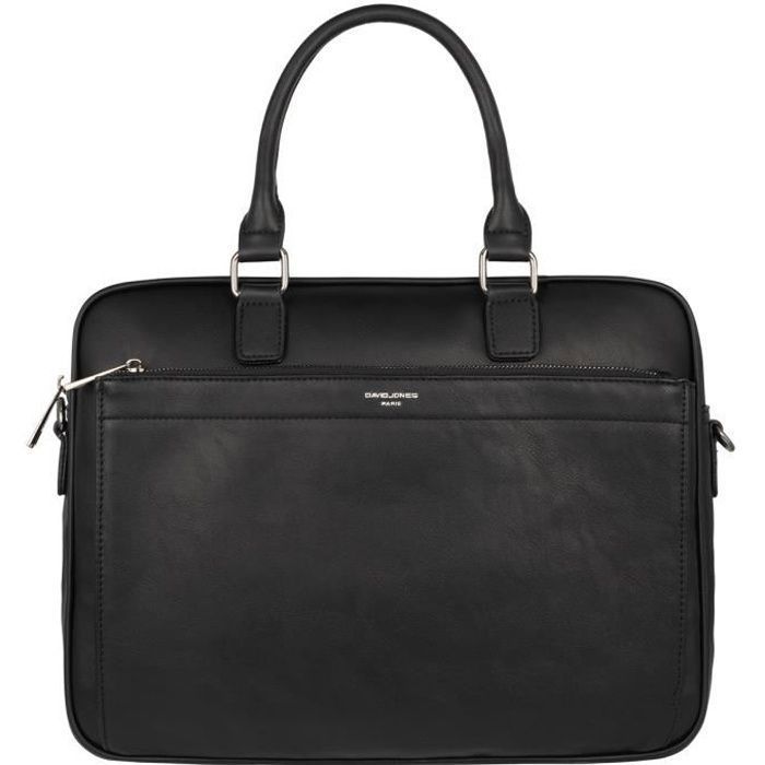 David Jones - Sac à Main Business Porte-Document Homme Cuir PU - Cartable Travail Sacoche Ordinateur Portable 15 Pouces - Noir