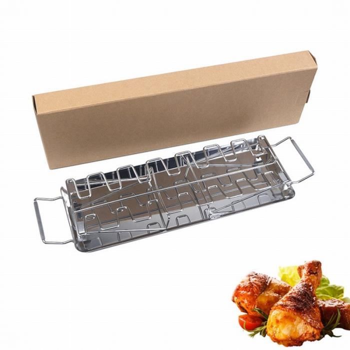 Support Pour Ailes De Poulet En Acier Inoxydable Fire Only Avec Bac D Grille Pour 14 Ailes De Poulet Convient Pour Fumoir Four Et Bouilloire A Charbon De Bois 86470200