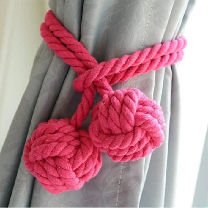 1 Pair Embrasse à Rideaux Pompon Tricot Rideau Corde Pince/Boucle à