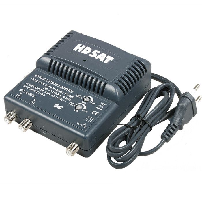 RECONDITIONNE HDSAT AMPLIFICATEUR TNT BLINDE 2 SORTIES ampli d'intérieur antenne tv 220V