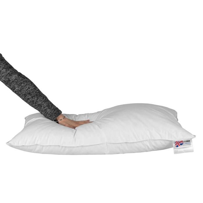 HOMESCAPES Oreiller en Plumes et duvet d'oie 40 x 80 cm