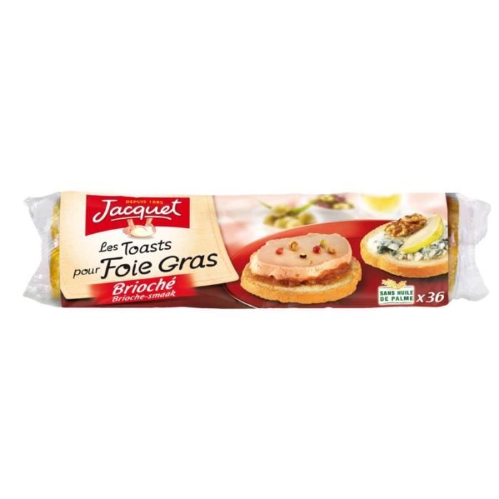 Jacquet Les toasts pour foie gras Canapé rond Toast Brioché 36 tranches