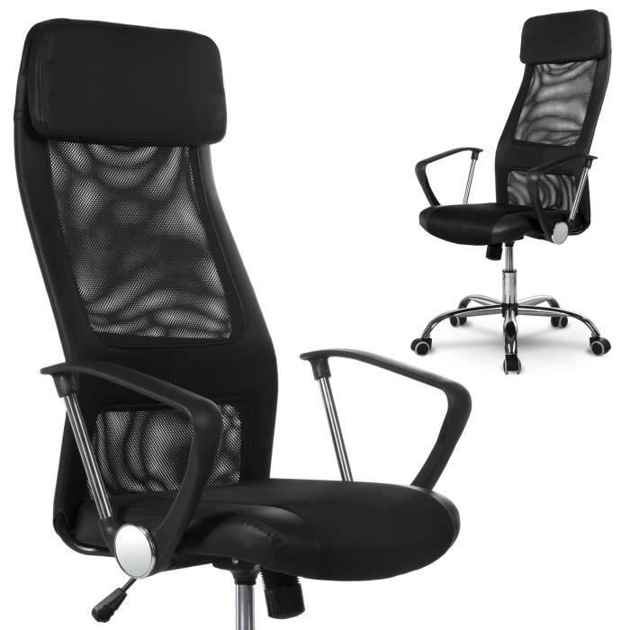 Fauteuil de bureau pivotant - JANSPORT - Sofotel Rio - Noir - Dossier haut ergonomique - Base chromée