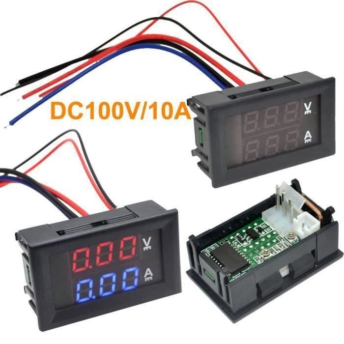 Voltmètre Ampèremètre Numérique DC 100V 10A - Double Affichage LED Bleu Et Rouge - Outil De Mesure Précise Pour Électronique Et Bricolage - 4