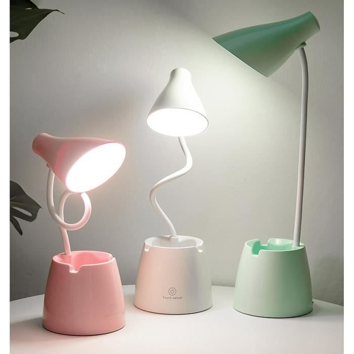 Lampe Bureau LED Molbory Rechargeable USB - 24 LED, 3 Luminosités, Interrupteur Tactile - Rose, Pour Enfants