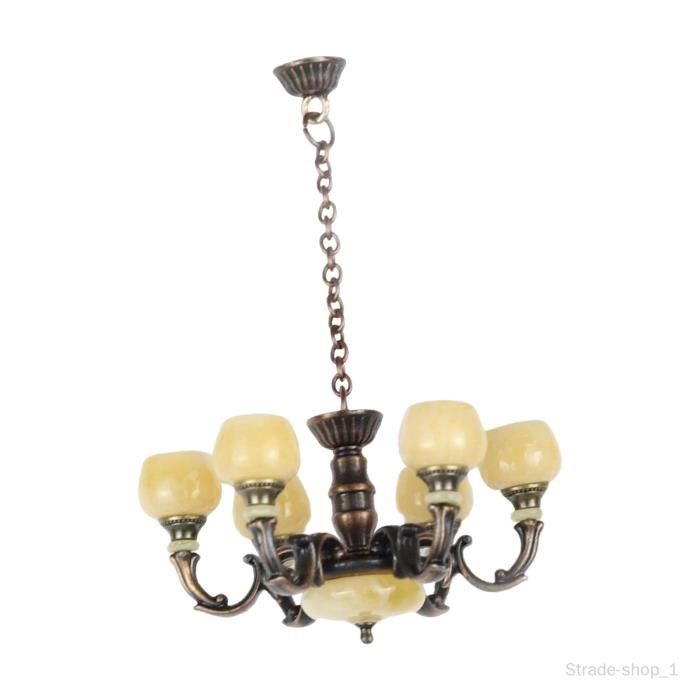 Lustre Miniature Maison De Poupée – 4 Bras – Doré – Échelle 1:12 – Artisanal