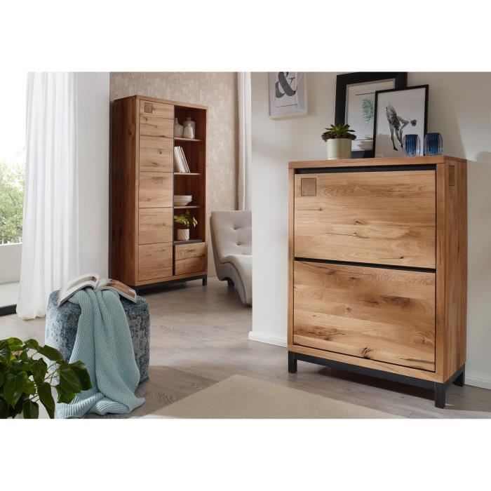 Meuble à chaussures Bois massif de chêne sauvage huilé (Bois naturel