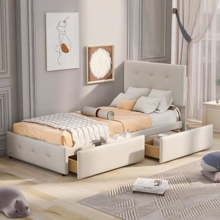 Merax Lit Gigogne 2x90x200cm Pour Enfant Ou Adulte, Canapé-lit 2 Places