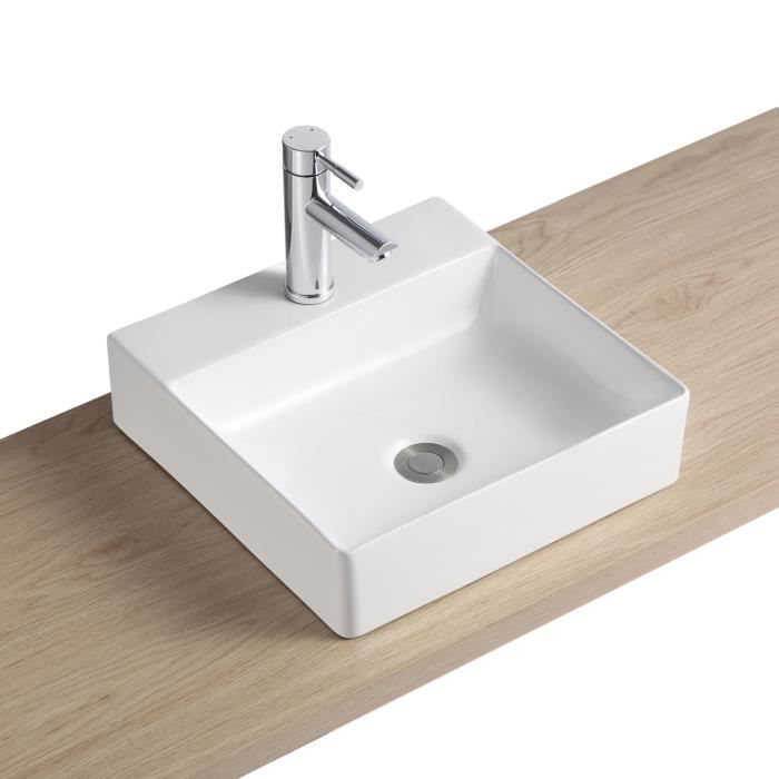 Vasque - MOB-IN - NAO Blanc - Carré - Céramique - 40 cm