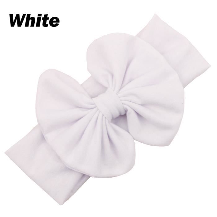 Boucle nouée sur bandeau ou barrette - bébé fille et enfant - biais - blanc