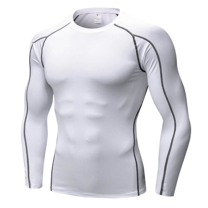 Homme Vetement Musculation T Shirt Compression Chemise de course