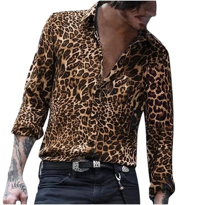 Chemise Homme Manches Longues Imprimé Rouge Halloween - Tendance Décontractée - Polyester élasthanne