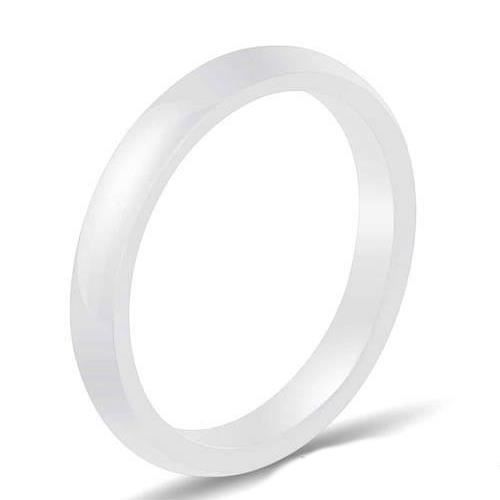 bague anneau de mariage pour femme demi-jonc en céramique blanche 3mm 57