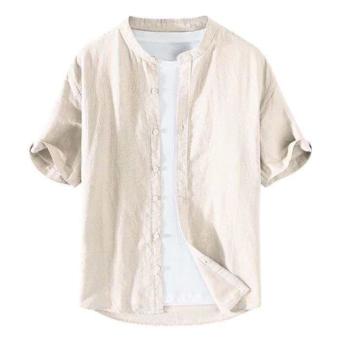 Chemise Homme Oxford Carreaux en Coton Manches Longues Chemise Col Boutonné Tissu Confortable