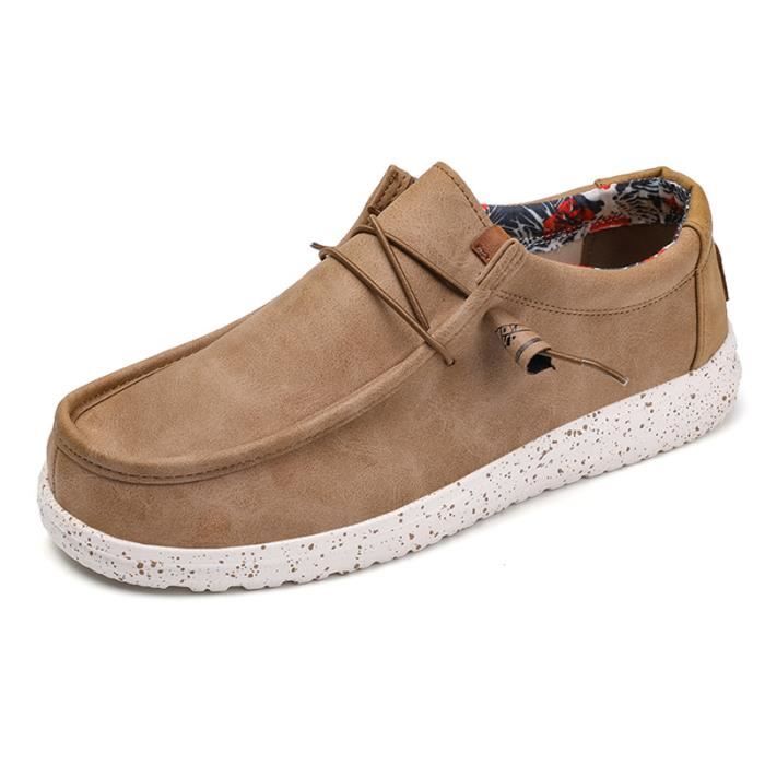 Chaussures Bateau Homme en Simili Cuir Respirant Marron