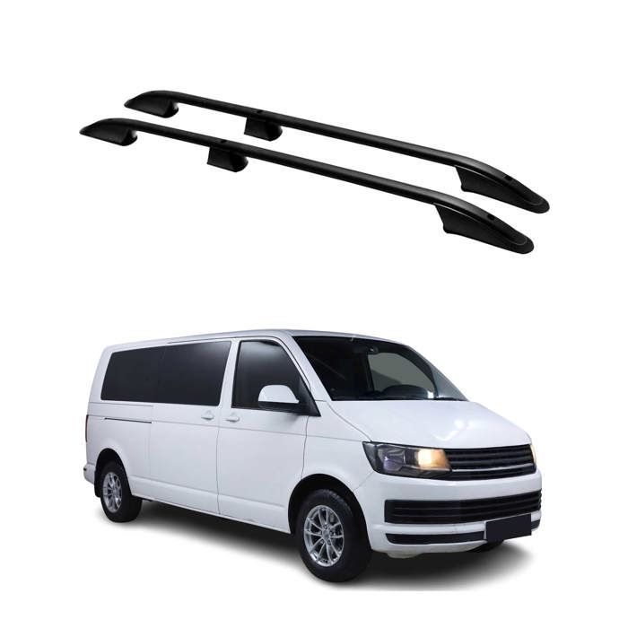 Barres De Toit Longitudinales Noires Pour VW T6 Caravelle/Multivan 2015-2025 - Marque OMAC