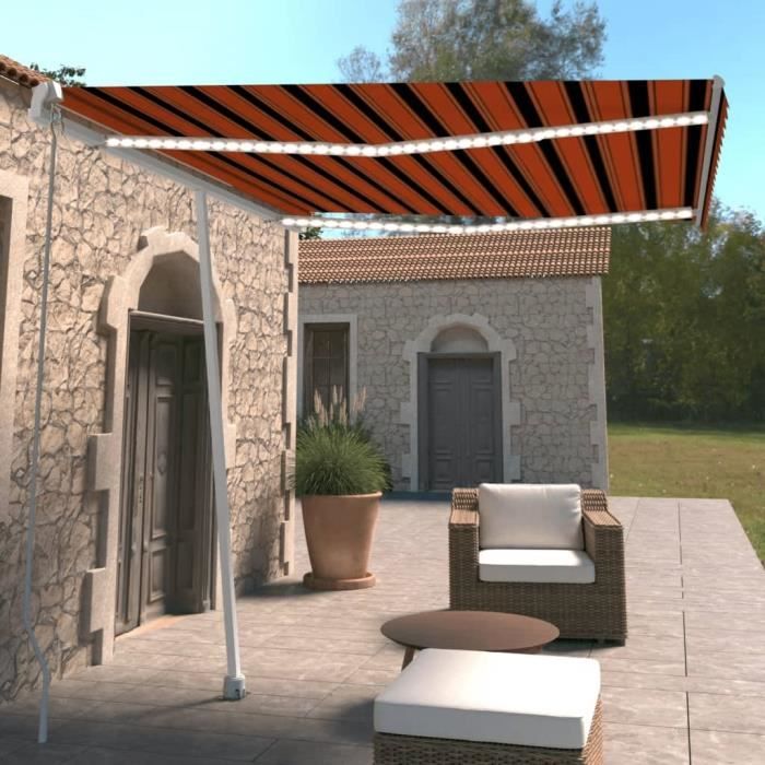 Deuba Brise-Vue Rétractable Orange 140x140 Cm - Paravent Balcon Rabattable Avec Fixation Murale - Protection Solaire Et Intimité 3 Positions