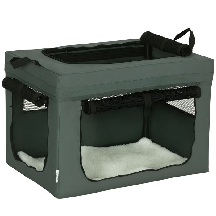 Sac de transport pour animaux - PawHut - pliable caisse transport chat poignée maille - tissu - 60x42x42cm - gris noir